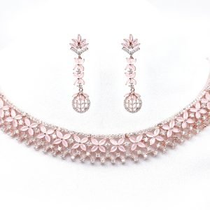Rosegold AD chokers sets with pink stones