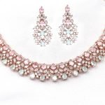Rosegold Necklace sets with multicolor AD stones