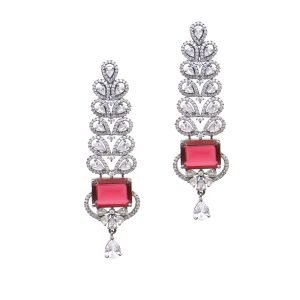 Red Stone AD Earrings - Cubic Zirconia